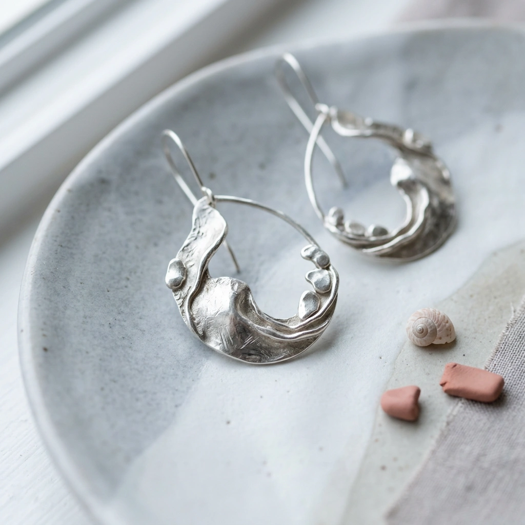 Detail van een hXm-sieraad in zilver